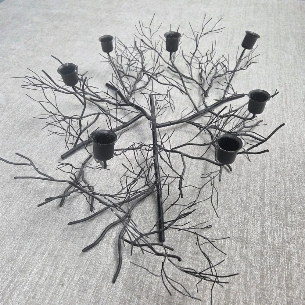 Black Metal Branch Candelabra 7 Arm Taper Candle Holder Gothic Tree Brutalist